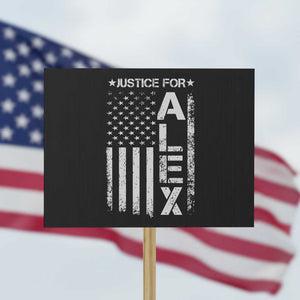 Justice for Alex Pretti American Flag Protest Sign Minneapolis Jan 24 2026 Memorial Tribute TS02 Horizontal 18" × 24" Black Print Your Wear