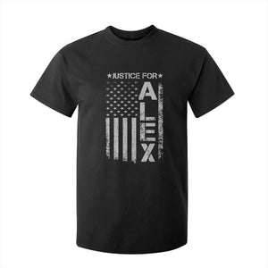 Justice for Alex Pretti American Flag T Shirt For Kid Minneapolis Jan 24 2026 Memorial Tribute TS02 Black Print Your Wear
