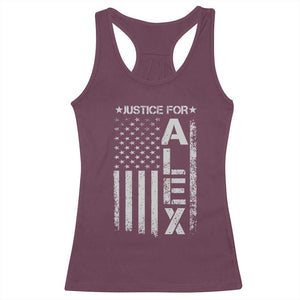 Justice for Alex Pretti American Flag Racerback Tank Top Minneapolis Jan 24 2026 Memorial Tribute TS02 Maroon Print Your Wear