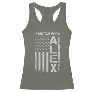 Justice for Alex Pretti American Flag Racerback Tank Top Minneapolis Jan 24 2026 Memorial Tribute TS02 Military Green Print Your Wear