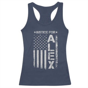 Justice for Alex Pretti American Flag Racerback Tank Top Minneapolis Jan 24 2026 Memorial Tribute TS02 Navy Print Your Wear