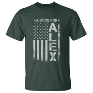 Justice for Alex Pretti American Flag T Shirt Minneapolis Jan 24 2026 Memorial Tribute TS02 Dark Forest Green Print Your Wear