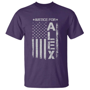 Justice for Alex Pretti American Flag T Shirt Minneapolis Jan 24 2026 Memorial Tribute TS02 Purple Print Your Wear