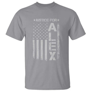 Justice for Alex Pretti American Flag T Shirt Minneapolis Jan 24 2026 Memorial Tribute TS02 Sport Gray Print Your Wear