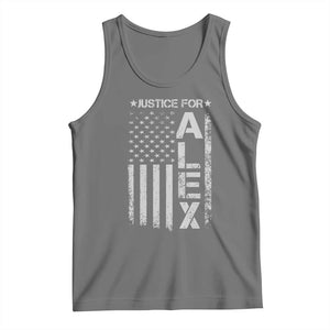 Justice for Alex Pretti American Flag Tank Top Minneapolis Jan 24 2026 Memorial Tribute TS02 Black Heather Print Your Wear