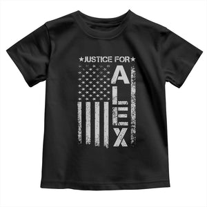 Justice for Alex Pretti American Flag Toddler T Shirt Minneapolis Jan 24 2026 Memorial Tribute TS02 Black Print Your Wear