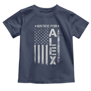 Justice for Alex Pretti American Flag Toddler T Shirt Minneapolis Jan 24 2026 Memorial Tribute TS02 Navy Print Your Wear