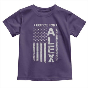 Justice for Alex Pretti American Flag Toddler T Shirt Minneapolis Jan 24 2026 Memorial Tribute TS02 Purple Print Your Wear