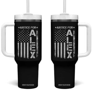 Justice for Alex Pretti American Flag Tumbler With Handle Minneapolis Jan 24 2026 Memorial Tribute TS02 One Size: 40 oz Black Print Your Wear