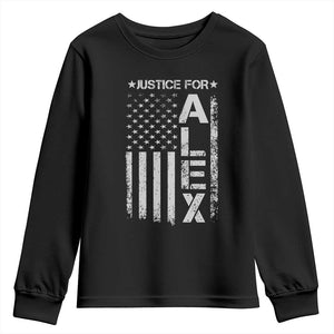Justice for Alex Pretti American Flag Youth Sweatshirt Minneapolis Jan 24 2026 Memorial Tribute TS02 Black Print Your Wear