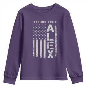 Justice for Alex Pretti American Flag Youth Sweatshirt Minneapolis Jan 24 2026 Memorial Tribute TS02 Purple Print Your Wear