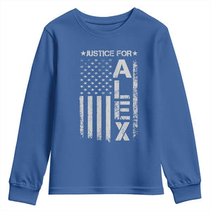 Justice for Alex Pretti American Flag Youth Sweatshirt Minneapolis Jan 24 2026 Memorial Tribute TS02 Royal Blue Print Your Wear