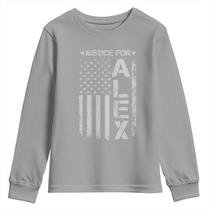 Justice for Alex Pretti American Flag Youth Sweatshirt Minneapolis Jan 24 2026 Memorial Tribute TS02 Sport Gray Print Your Wear