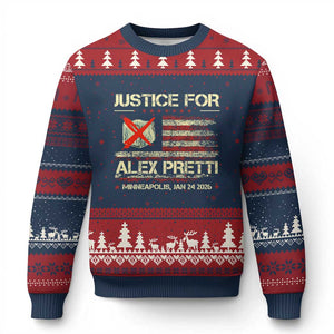 Justice for Alex Pretti Abolish Ice Protest Ugly Christmas Sweater Minneapolis Jan 24 2026 American Flag TS02 Navy Red Print Your Wear