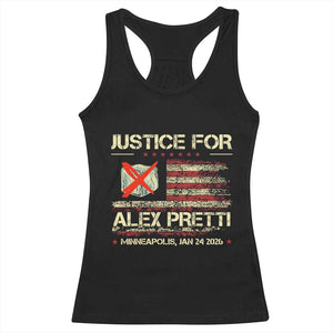 Justice for Alex Pretti Abolish Ice Protest Racerback Tank Top Minneapolis Jan 24 2026 American Flag TS02 Black Print Your Wear