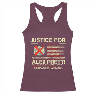 Justice for Alex Pretti Abolish Ice Protest Racerback Tank Top Minneapolis Jan 24 2026 American Flag TS02 Maroon Print Your Wear