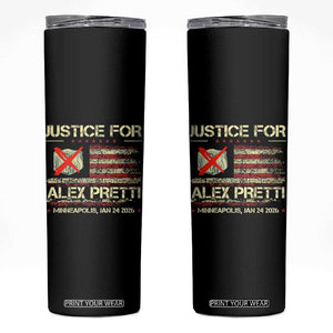 Justice for Alex Pretti Abolish Ice Protest Skinny Tumbler Minneapolis Jan 24 2026 American Flag TS02 Black Print Your Wear