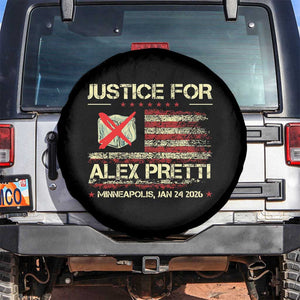 Justice for Alex Pretti Abolish Ice Protest Spare Tire Cover Minneapolis Jan 24 2026 American Flag TS02 No hole Black Print Your Wear