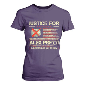 Justice for Alex Pretti Abolish Ice Protest T Shirt For Women Minneapolis Jan 24 2026 American Flag TS02 Purple Print Your Wear