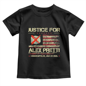 Justice for Alex Pretti Abolish Ice Protest Toddler T Shirt Minneapolis Jan 24 2026 American Flag TS02 Black Print Your Wear