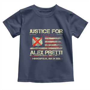 Justice for Alex Pretti Abolish Ice Protest Toddler T Shirt Minneapolis Jan 24 2026 American Flag TS02 Navy Print Your Wear