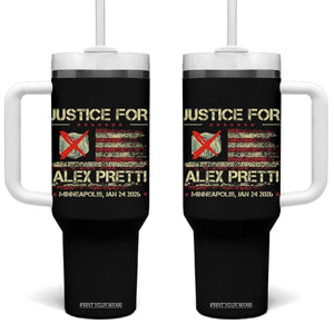 Justice for Alex Pretti Abolish Ice Protest Tumbler With Handle Minneapolis Jan 24 2026 American Flag TS02 One Size: 40 oz Black Print Your Wear