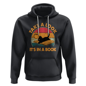 Funny Cat Reading Hoodie Take A Look It's In A Book Vintage Bookworm TS02 Black Printyourwear