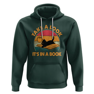 Funny Cat Reading Hoodie Take A Look It's In A Book Vintage Bookworm TS02 Dark Forest Green Printyourwear