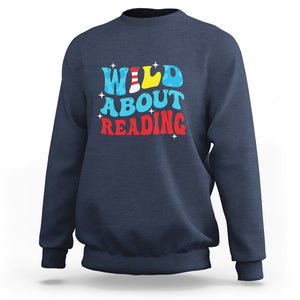 Wild About Reading Sweatshirt Teacher Of Little Things TS02 Navy Printyourwear