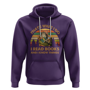 Funny Cat Reading Hoodie Vintage That's What I Do I Read Books And I Know Things Bookworm TS02 Purple Printyourwear