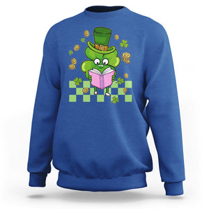 Shamrock Reading Sweatshirt St. Patrick's Day Books Lover Reader Nerd TS02 Royal Blue Printyourwear