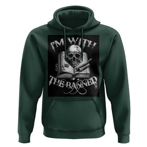 I'm With The Banned Skull Hoodie Banned Books Reading Lover Nerd TS02 Dark Forest Green Print Your Wear