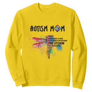 Autism Mom Sweatshirt She Whispered Back I Am The Storm Rainbow Dragonfly TS02 Daisy Printyourwear