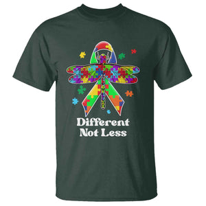 Dragonfly Autism Awareness T Shirt Different Not Less Puzzle Piece TS02 Dark Forest Green Printyourwear