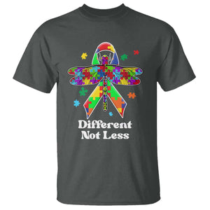 Dragonfly Autism Awareness T Shirt Different Not Less Puzzle Piece TS02 Dark Heather Printyourwear