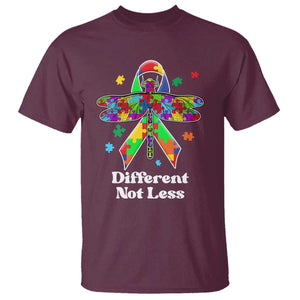 Dragonfly Autism Awareness T Shirt Different Not Less Puzzle Piece TS02 Maroon Printyourwear