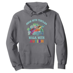 Turtle Autism Acceptance Hoodie Swim With Turtles Walk With Autism TS02 Charcoal Printyourwear