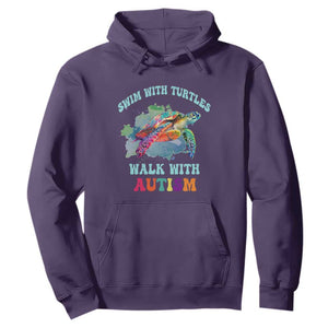 Turtle Autism Acceptance Hoodie Swim With Turtles Walk With Autism TS02 Purple Printyourwear