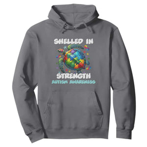 Turtle Autism Acceptance Hoodie Shelled In Strength TS02 Charcoal Printyourwear