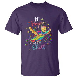 Turtle Autism Acceptance T Shirt Be Happy In Your Own Shell Spectrum Rainbow Infinity TS02 Purple Printyourwear