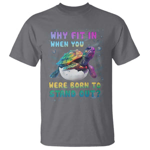 Turtle Autism Acceptance T Shirt Why Fit In When You Were Born To Stand Out TS02 Charcoal Printyourwear