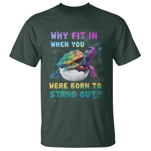 Turtle Autism Acceptance T Shirt Why Fit In When You Were Born To Stand Out TS02 Dark Forest Green Printyourwear