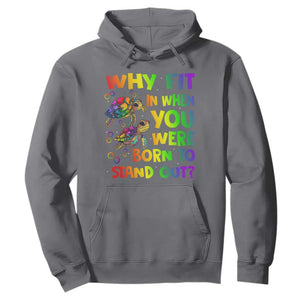 Turtle Autism Acceptance Hoodie Why Fit In When You Were Born To Stand Out TS02 Charcoal Printyourwear