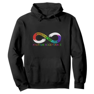 Autism Acceptance Hoodie Different Not Less Spectrum Rainbow Infinity TS02 Black Printyourwear