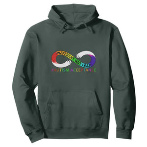 Autism Acceptance Hoodie Different Not Less Spectrum Rainbow Infinity TS02 Dark Forest Green Printyourwear