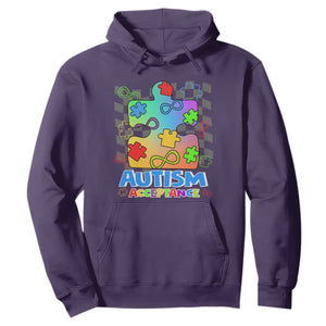 Autism Acceptance Hoodie Retro Groovy Puzzle Piece Spectrum Rainbow Infinity Symbol TS02 Purple Printyourwear