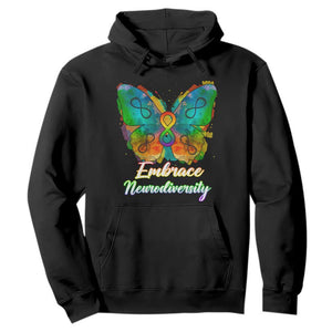 Autism Acceptance Hoodie Embrace Neurodiversity Rainbow Spectrum TS02 Black Printyourwear