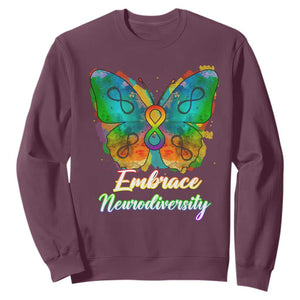 Autism Acceptance Sweatshirt Embrace Neurodiversity Rainbow Spectrum TS02 Maroon Printyourwear