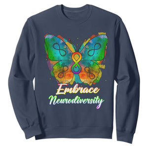 Autism Acceptance Sweatshirt Embrace Neurodiversity Rainbow Spectrum TS02 Navy Printyourwear