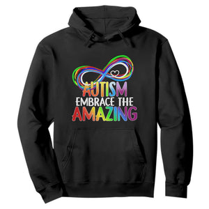 Autism Acceptance Hoodie Embrace The Amazing Spectrum Rainbow Infinity Symbol TS02 Black Printyourwear